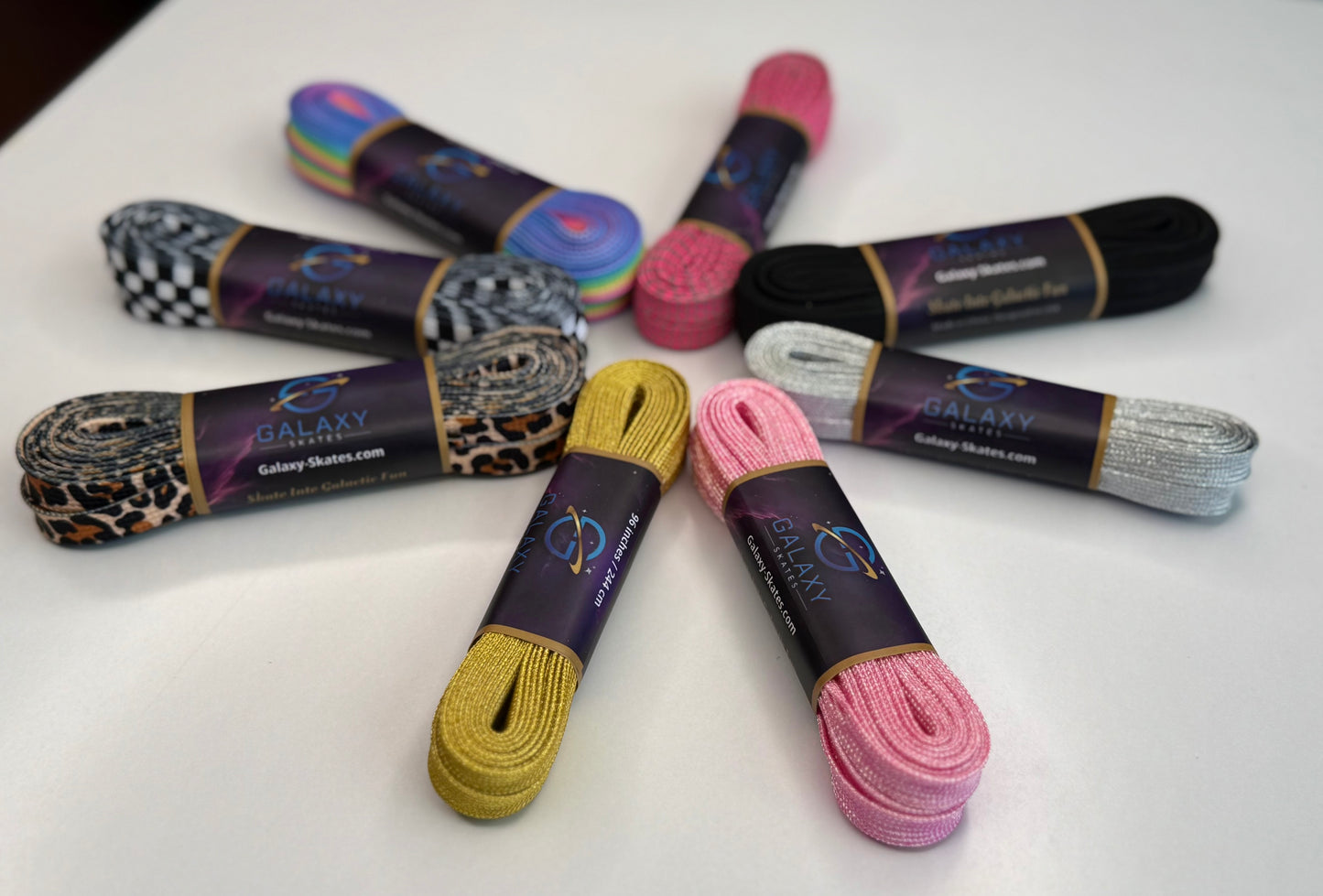 Galaxy Skates Laces - Reflective Neon Pink