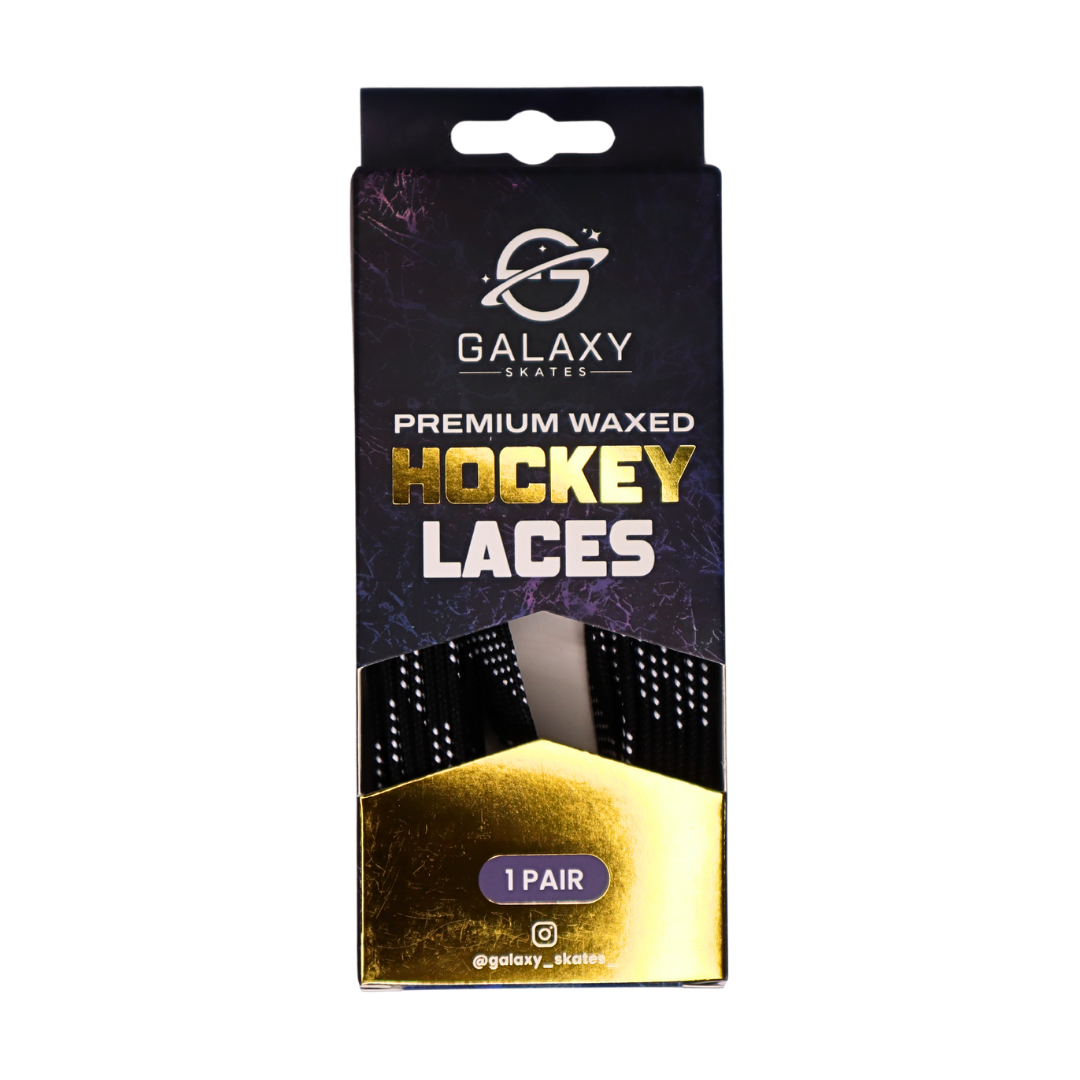 Galaxy Skates Waxed/Non-Waxed Hockey Laces - Black